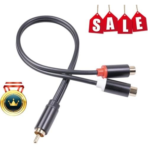 High Quality For Car MP3 Audio RCA 1 Male To 2 Female Y Splitter Cable Adapter Cord Converter For Car AUX Amplifier