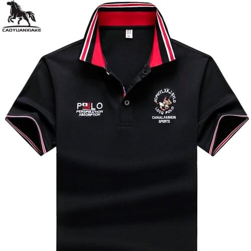 Summer New men Polo Shirt synthetic fiber Mens Polo Shirt lapel Short Sleeve mens Embroidered Business Casual Polo Shirt 8832