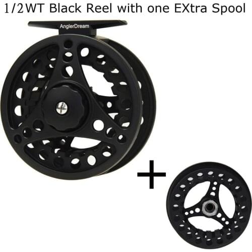 1/2 3/4 5/6 7/8 WT Fly Fishing Reel Large Arbor Black Aluminum Fly Reel extra spool