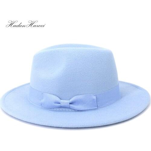 2021 New Arrivel Cotton Polyester Black Pink Wedding Hats for Women Elegant Church Party Travel Wide Brim Fedora Hat L XL