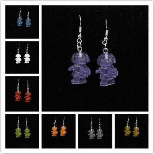 1 pair of cute candy color puppy earrings multicolor cartoon animal simple design female ear hook pendant jewelry gift