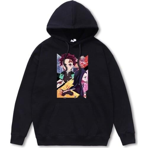 Demon Slayer Anime Kamado Tanjirou Nezuko Sweatshirt Autumn S-XXL Hooded Simple High Quality Hoodies Hipster Casual Clothes Men