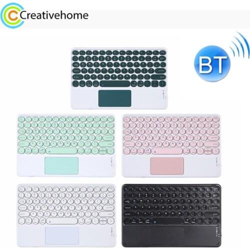 Universal Tablet Round Keycap Wireless Bluetooth Keyboard with Touch Panel, Can be connected to Phones Tablets and Laptops
