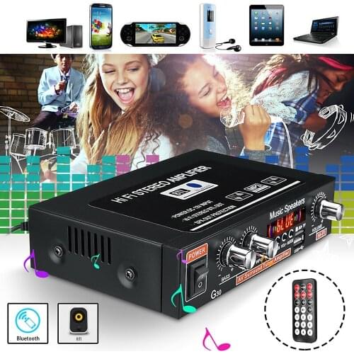 Universal Sound Amplifier Bluetooth Home Theater Audio Power Amplificador Car HiFi Stereo Amplifiers Support FM TF AUX MP3 Radio