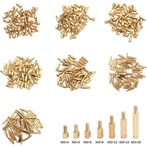 50Pcs M3 Screws Hex Head Brass Spacing Screw M3*4/5/6/8/12/15/20mm+6mm Threaded Pillar PCB Spacer PC Motherboard StandOff Spacer