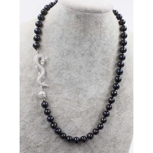 Black white pink purple near round 9-10mm freshwater pearl necklace dargon clasp 18inch wholesale beads nature FPPJ woman