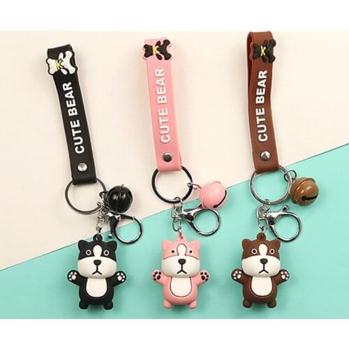 2021 Cute Bear Pendant Women Keychain Silicone Animal Car Key Chain Lady Fashion Bag Accessories Friend Gift Hot Sale