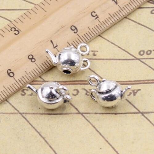 10pcs Charms 3D Teapot 18x13x10mm Tibetan Silver Color Pendants Crafts Making Findings Handmade Antique Jewelry DIY Necklace