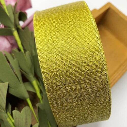 25Yards 38mm Gold Silk Satin Ribbon Party Home Wedding Decoration Gift Wrapping Christmas New Year DIY Material