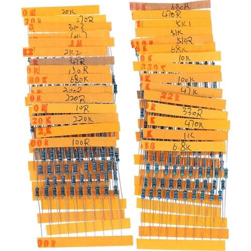 300pcs/set 30 Kinds 1/4W Resistance 1% Metal Film Resistor Pack Assorted Kit 1K 10K 100K 220ohm 1M Resistors