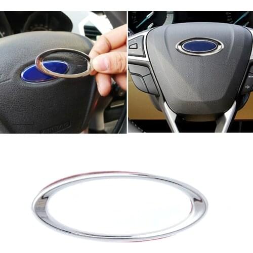 3D Creative Chrome Steering Wheel Sticker For Ford Fiesta Ecosport Kuga Escape Focus Mondeo