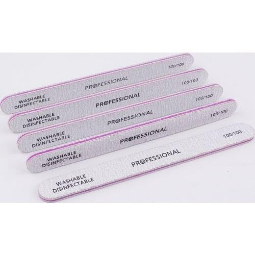 5pcs/Lot Professional Gray Nail File Nail Sanding Files Buffing Manicure Tools 100/100 Sandpaper Nail Buffer Block Pedicure