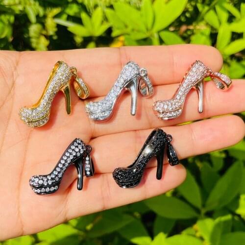 5pcs 3D Bling Red Bottom High Heel Shoe Charms for Women Bracelet Necklace Making Gold Plated Pendant Handmade Jewelry Findings