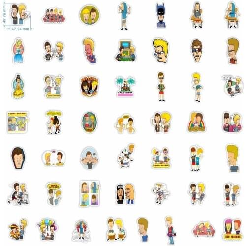50pcs US 90s TV Shows Anime Beavis and Butt-head stickers Vintage Retro Poster Decorative DIY Wall Stickers Home Posters Bar Art