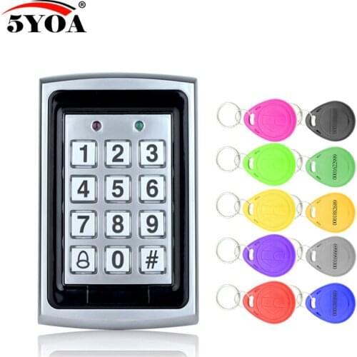 5YOA Waterproof Metal Rfid Access Control Keypad With 1000 Users+ 10 Key Fobs For RFID Door Access Control System