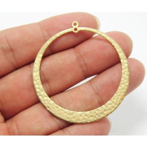 Brass pendant Earrings findings Hammered Round necklace charms 48x45x1.2mm brass circle -6pcs R1360