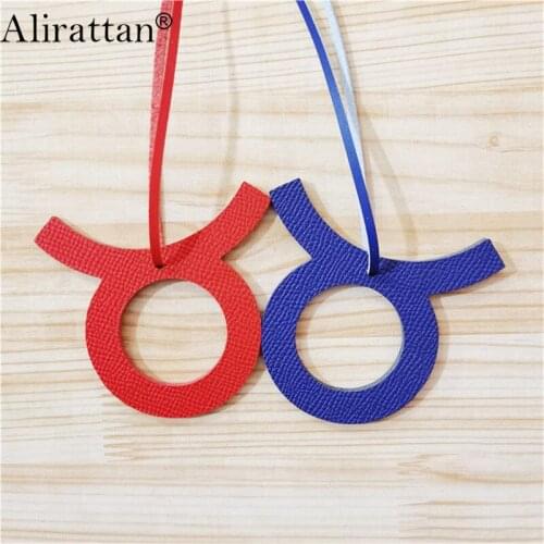 Alirattan New 12 Zodiac Taurus Horoscope Constellation Keychain Pendant Women Backpack Bag Charm Fashion Genuine Leather Charm