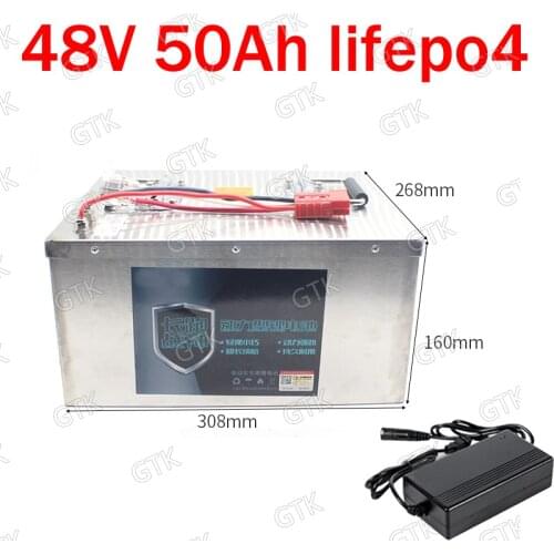 GTK customize Lifepo4 battery 48v 50ah lithium battery for 2500W 1500W tricycle motor boat scooter bike Forklift + 10A charger