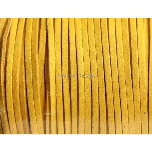 Free Ship 100 Meters 10mm Yellow Color Flat ONE SIDE Leather Flat Faux Suede Leather Cord