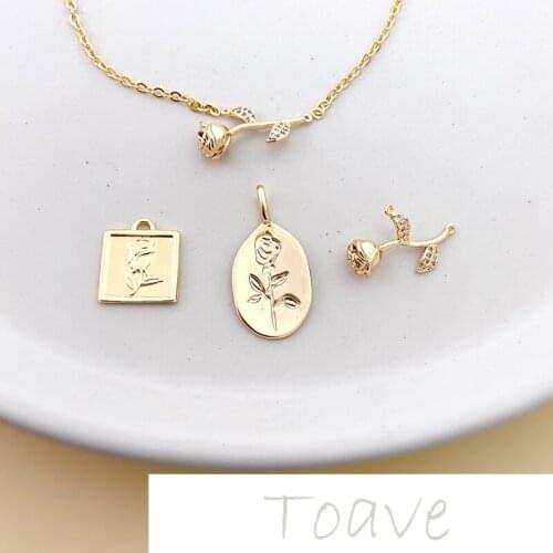 18K bag gold rose series jewelry material DIY net red rose collar chain accessories necklace ornamental square card