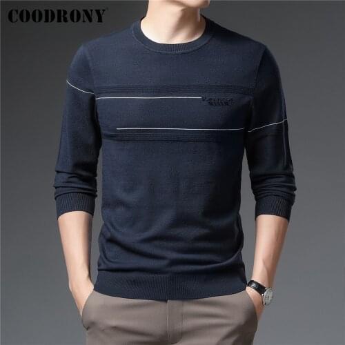 COODRONY Brand Sweater Pullover Men Fashion Casual Striped O-Neck Pull Homme Autumn Winter Knitwear Shirt Clothing Jersey C1387