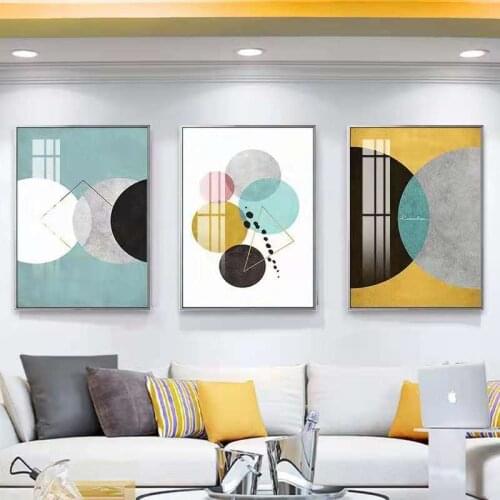 Nordic Living Room Decoration Painting Triptych Abstract Paintings Light Luxury Atmosphere TV Background Wall Murals