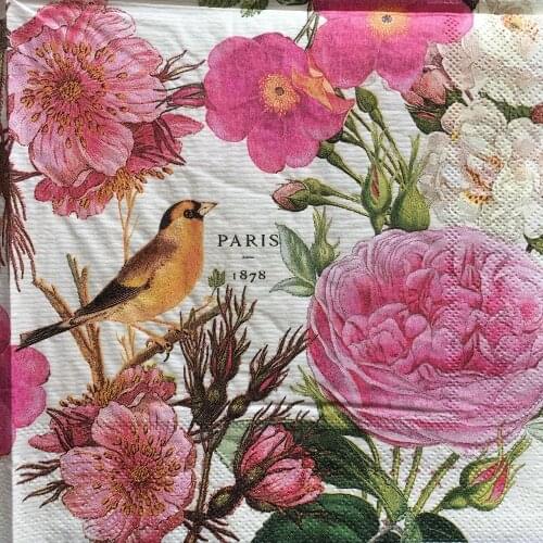 Decoupage wedding servilletas vintage table napkins paper elegant tissue pink flower bird birthday party beautiful decor 20 3-pl