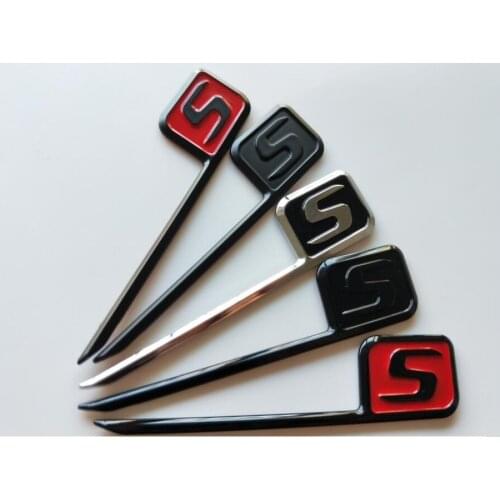 Chrome Black Red Letters S Badges Emblems Emblem Badge for Mercedes Benz C63s E63s CLS63s S63s GLE63s GLC63s GLS63s AMG S
