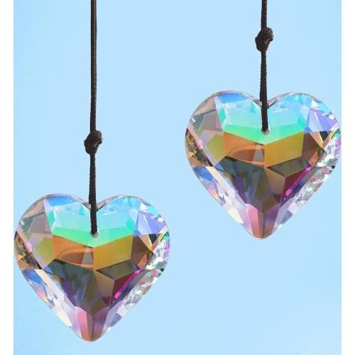 Heart-shaped Crystal Pendant Crystal Prisms Rainbow Maker Hanging Drops DIY Ornament Home Wedding Window Decor Craft