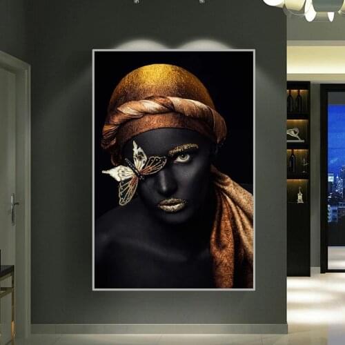 Fine Gold of The Nobility of African Woman Costly Makeup Is Worn Poster Wall Art Picture for Living Room Home Decor (No Frame)