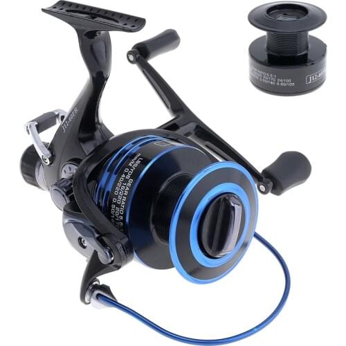 Blue Double Braking Carp Fishing Reel 6000 Series 9+1BB Max Drag 18KG / 40LB Metal Spinning Reel with Double Line Cup