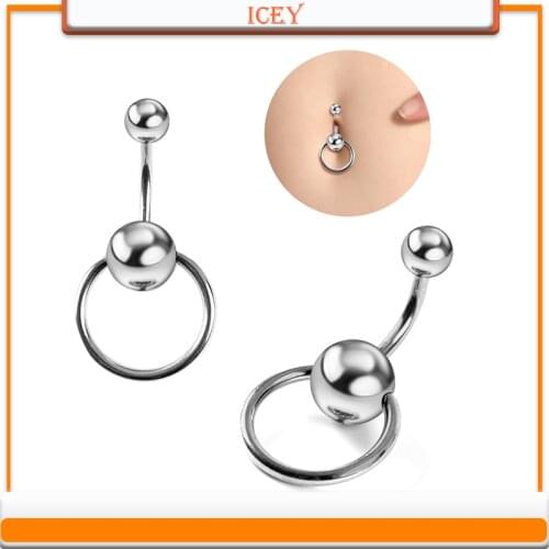 Navel ring human body piercing ornament navel nail stainless steel anti allergy snap ring round Navel button