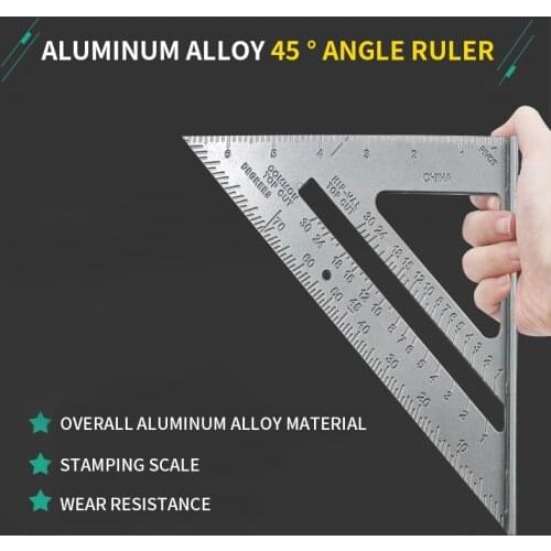7" Triangle Ruler Aluminum Alloy Ruler Square Ruler Woodworking Measurement Tool Carpenter Square Speed Layout Tool