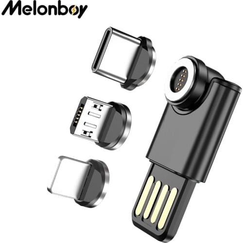 Melonboy 5Pin 540 Rotation Mini Magnetic Charger Usb Adapter Fast Charging Type C Micro Usb Charger for Samsung Huawei Xiaomi