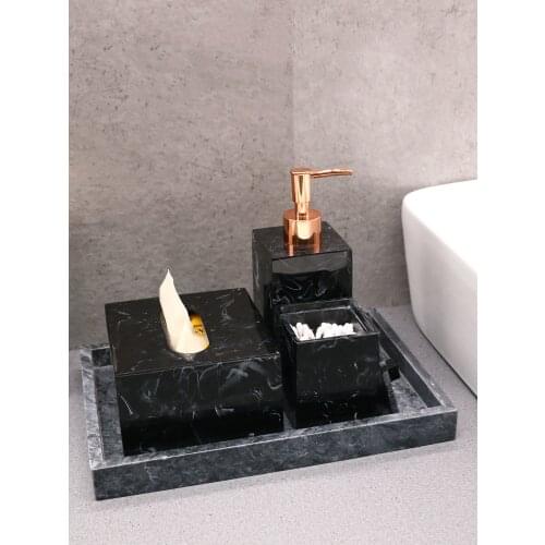 Marble Texture Bathroom Tray Accessories Set Resin Soap Dispenser Luxury Tissue Box Storage Plates Christmas Home Decoration