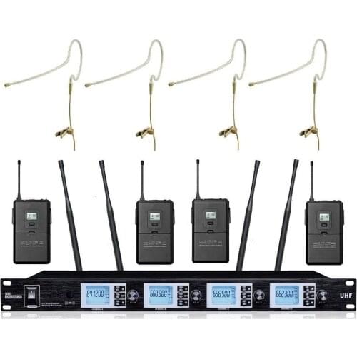 Bolymic Professional 4 Channels wireless microphone system PLL UHF headset microphone Mikrofon system For stage school meeting
