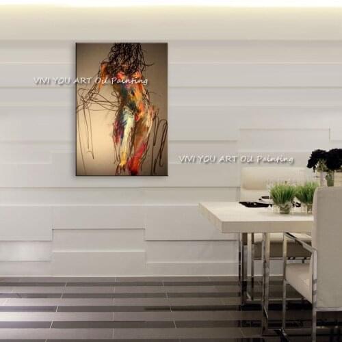The Simple Line Woman Figure Abstract Handmade Mural Portrait Oil Painting On Canvas Wall Art Picture Best Gift for Home Decor