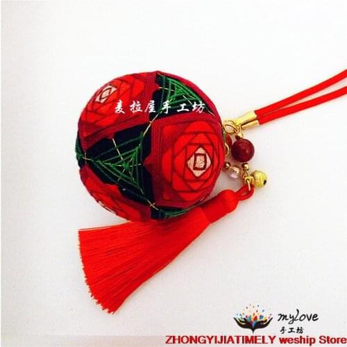 MARS red roseTemari hand ball/Temari ball Material package(make by yourself) DIY Key buckle Pendant gift