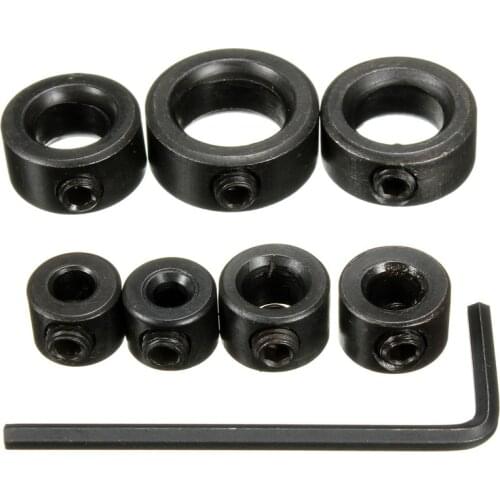 7Pcs 3/4/5/6/8/10/12 mm Drill Bit Depth Stop Collar Ring Positioner Spacing Ring Woodworking Drill Bit Hex Wrench