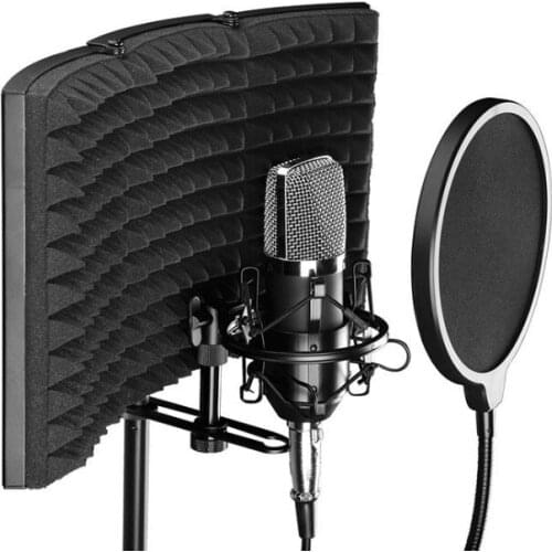 3 part foldable studio microphone soundproof filter for Desktop Recording Studio mic pop filter