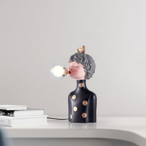 Modern Bubble Girls Table Lamp for bedroom Bedside Stained Glass Desk Lamp Bedroom Nightstand Light Kid Study Lighting Fixtures