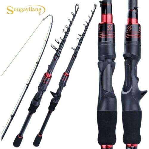Sougayilang 1.8M 2.1M Spinning/Casting Fishing Rod UltraLight Carbon Fiber EVA Handle Telescopic Travel Lure Fishing Rod