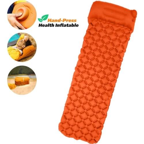Camping Sleeping Pad with Built-in Pump, Upgrade Ultralight Inflatable Camping Mat with Pillow for Hiking Traveling Air Mattress