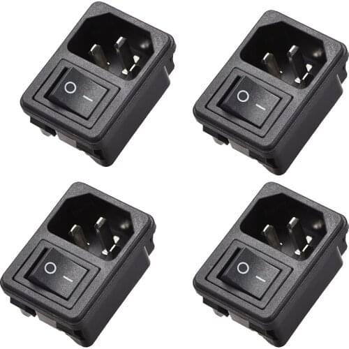 Uxcell IEC320 C14 Inlet Module Connector Male Power Socket AC 10A 250V Black 4pcs
