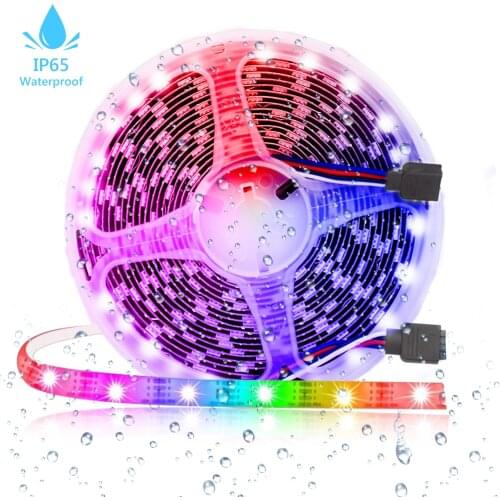 EU Adapter Waterproof 2835/5050 LED Strip Light APP 5M DC 12V Tape Remote Control with battery Flexible Works Wifi Smart RGB Kit