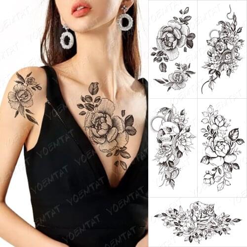Waterproof Temporary Tattoo Sticker Clock Dove Rose Tatto Arm Dark Old School Wing Body Art Arm Fake Sleeve Tatoo Women Men