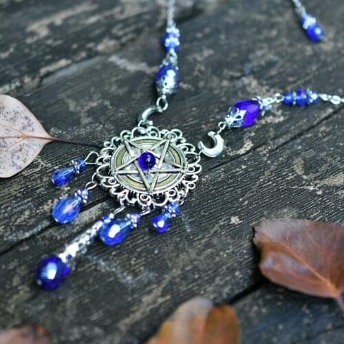 Pagan Wedding Gift Wiccan Handfasting Pentagram Necklace Gothic jewelry