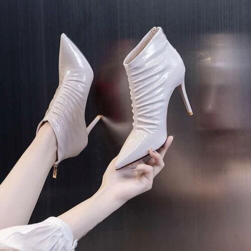 2021 New Style Spring High Quality Soft PU Leather Boots Women Pointed Toe Pumps Heels Fashion Ladies Party Shoes Hot Sale