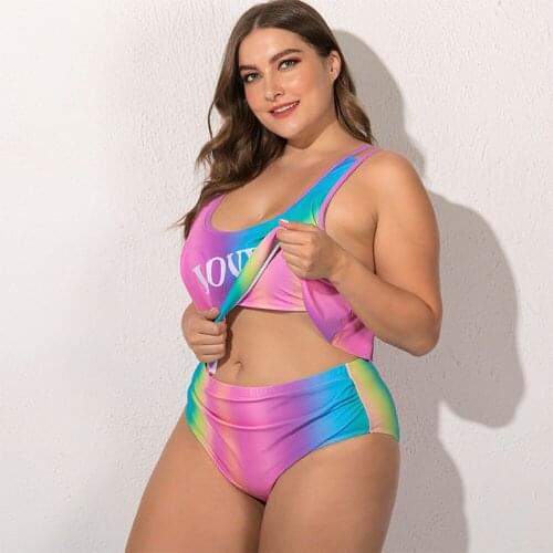 2021 Sexy 2pcs Large Size Women High Waist Bikini Swimsuit Colorful Biquini Bikini Women Fashion Underwear Beach Dresses