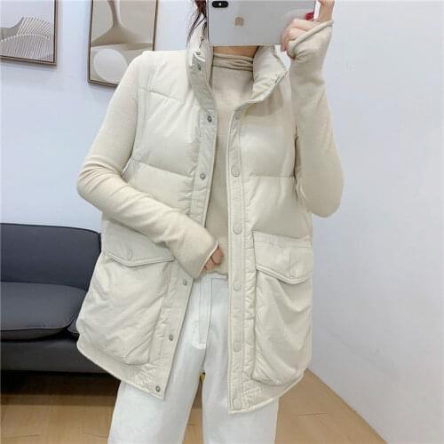 2021 Women Autumn Winter Vest Female Solid Sleeveless Plus Size Stand Collar Cotton Padded Thick Waistcoat Lady Casual Vest M47